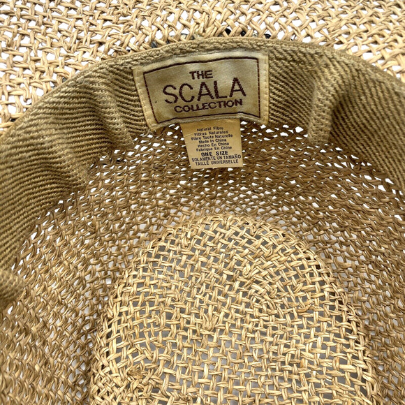 The Scala Collection Straw Hat with Fuzzy Cow Print Band & Black Studs One Size - Picture 7 of 7